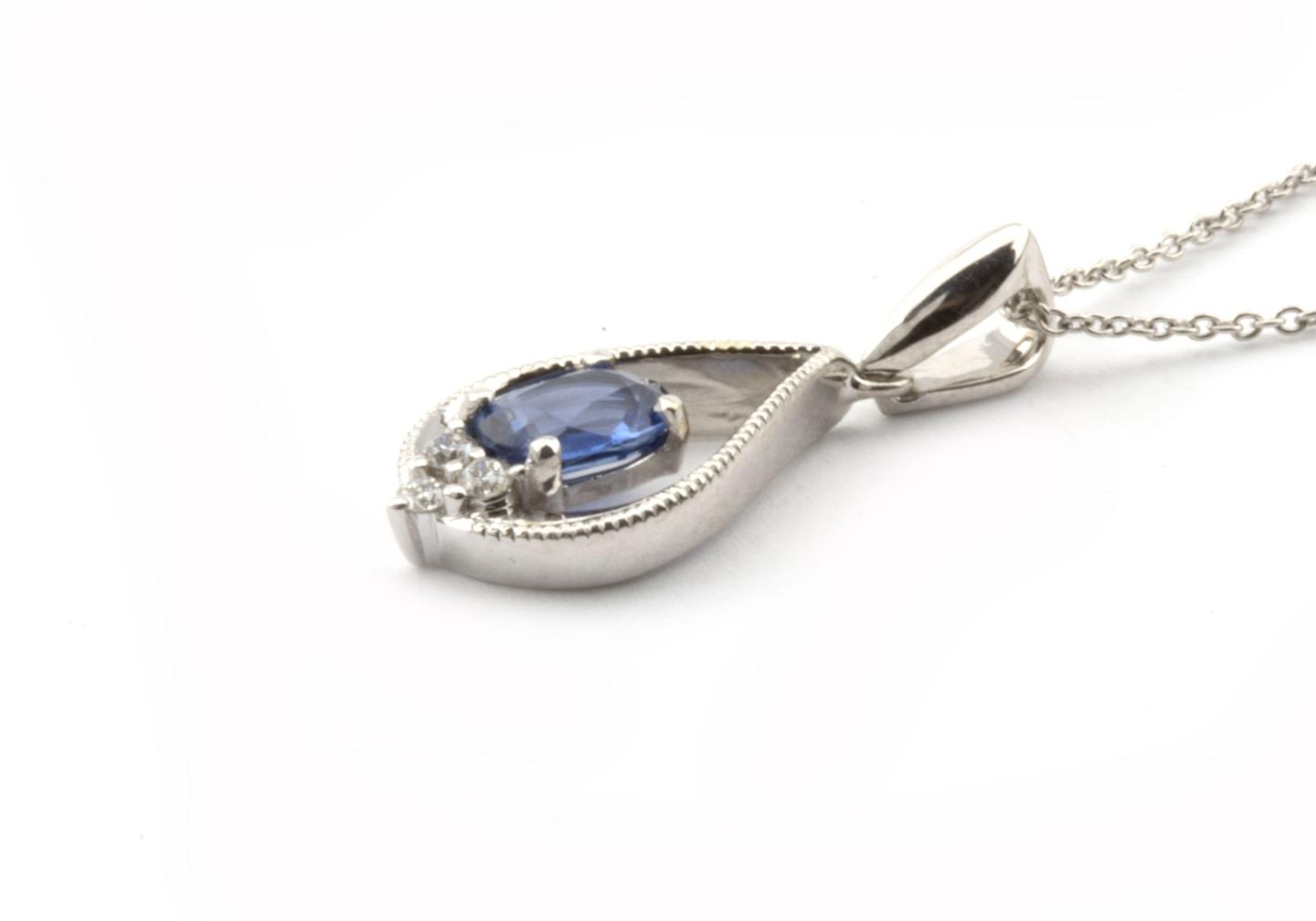 14K Yogo Sapphire and Diamond Pendant