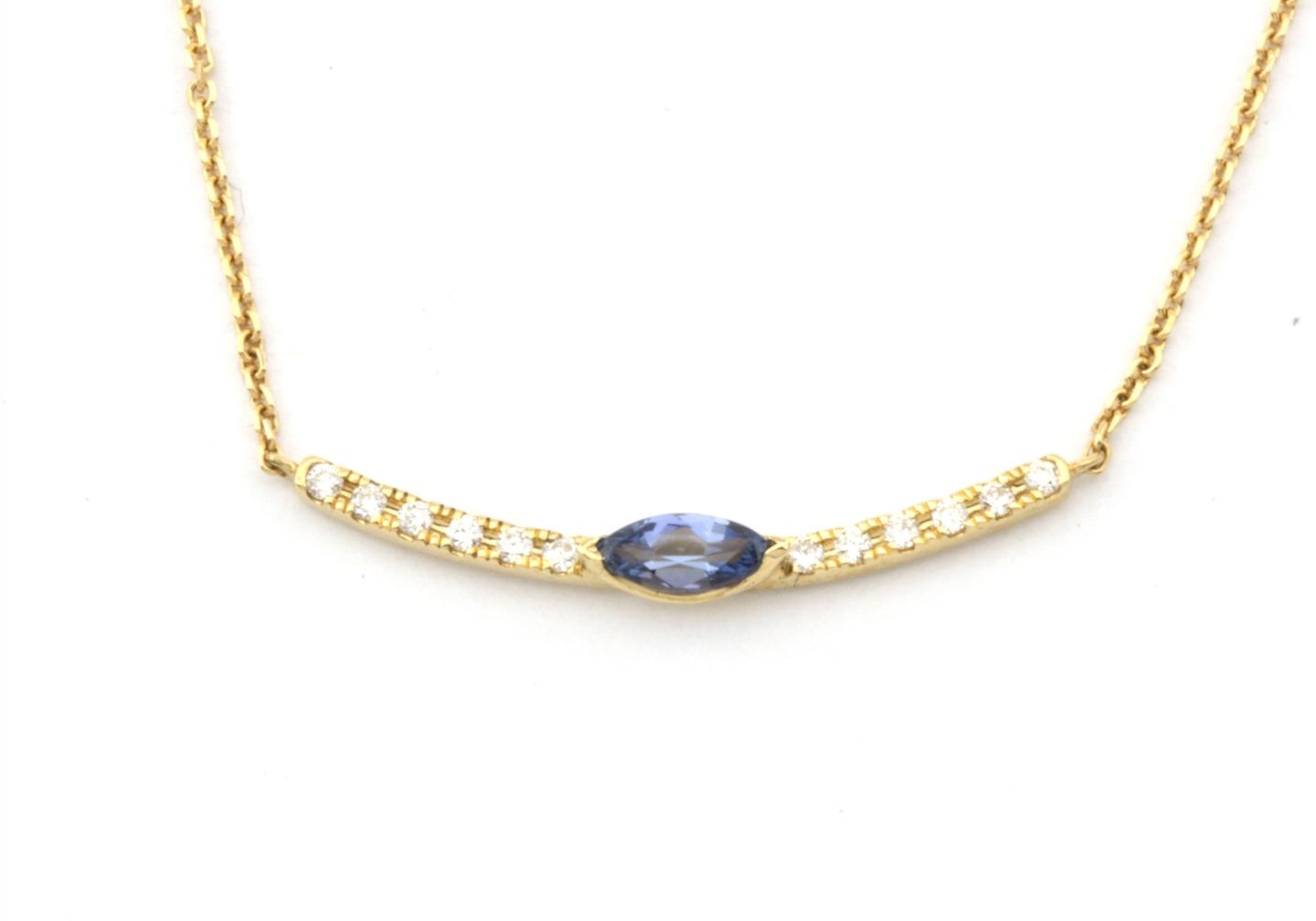 14k Yogo Sapphire and Diamond Necklace