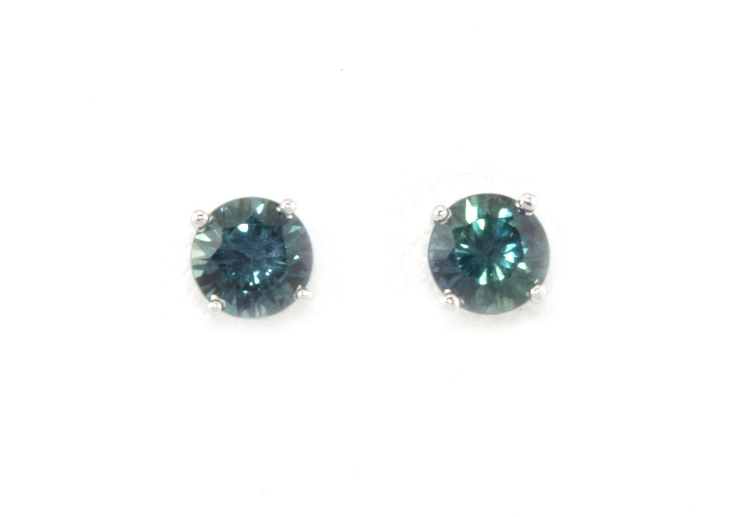 14k Fancy Montana Sapphire Stud Earrings