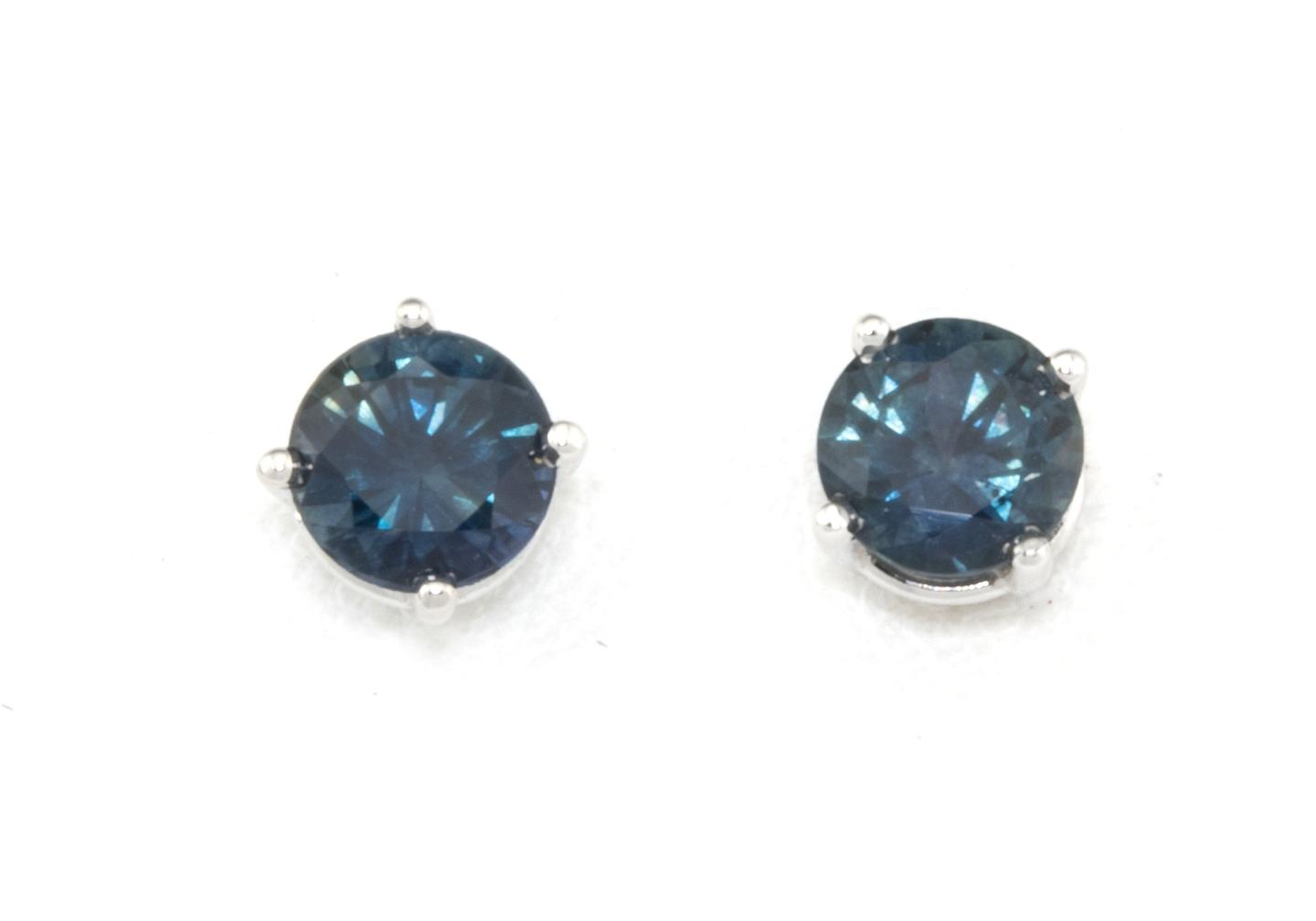 14k Fancy Montana Sapphire Stud Earrings