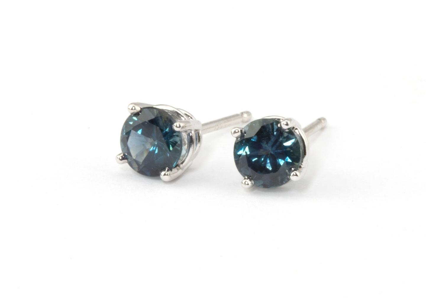 14k Fancy Montana Sapphire Stud Earrings