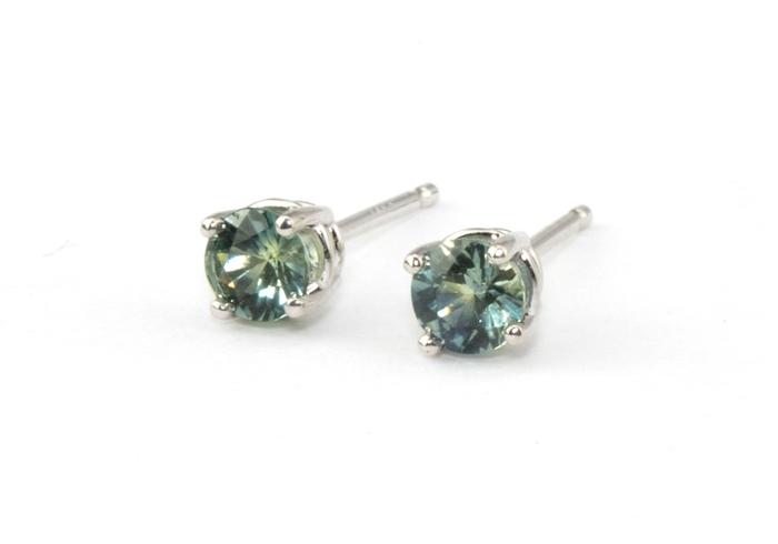 14k Fancy Montana Sapphire Stud Earrings