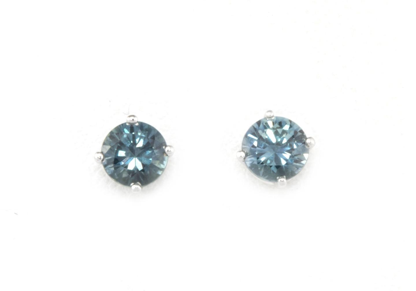 14k Fancy Montana Sapphire Stud Earrings