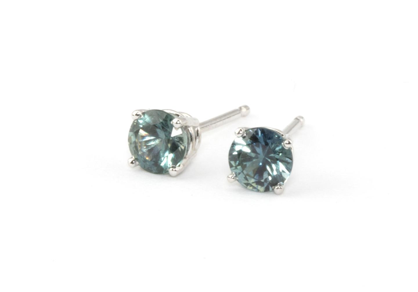 14k Fancy Montana Sapphire Stud Earrings