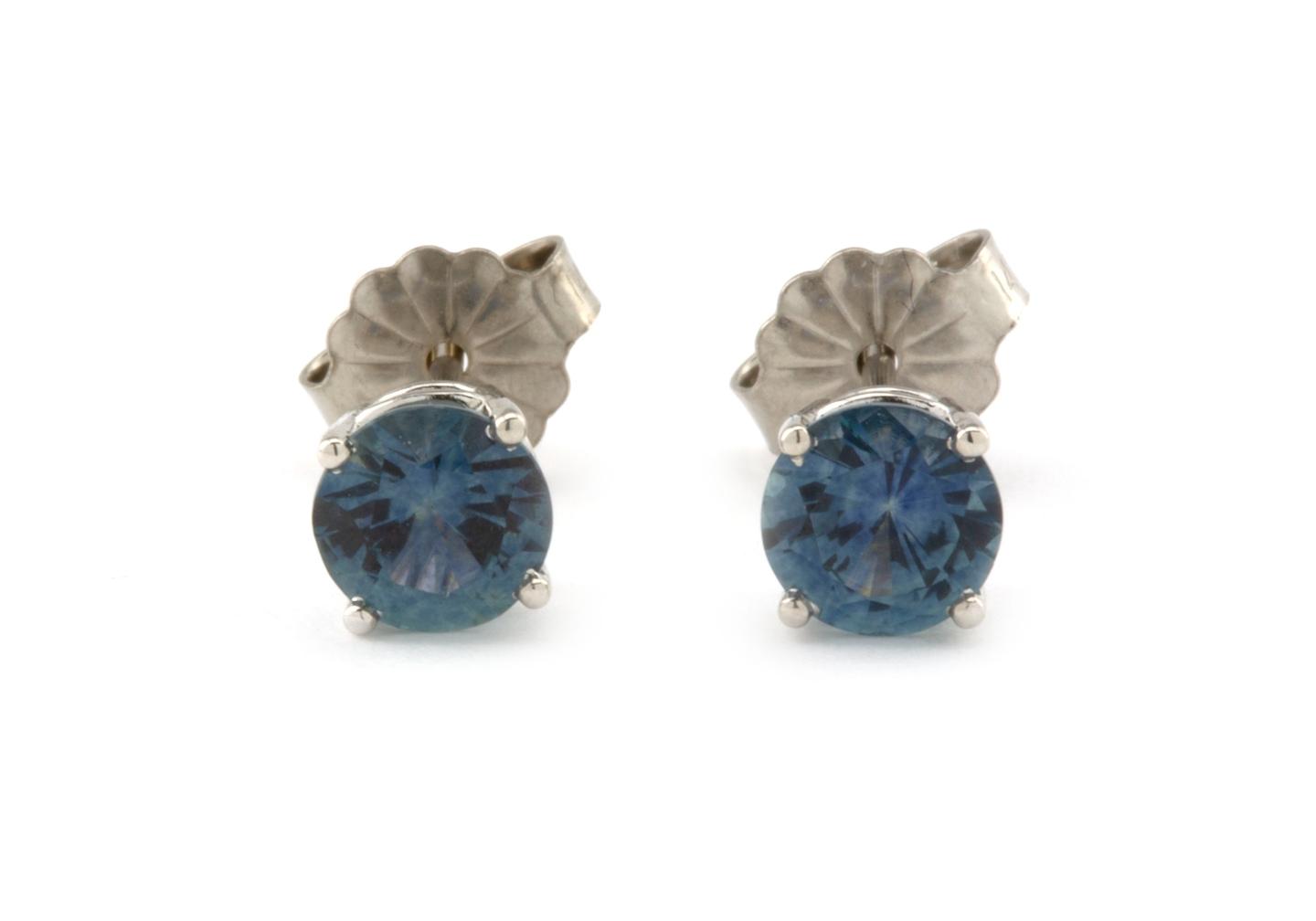 14k Fancy Montana Sapphire Stud Earrings