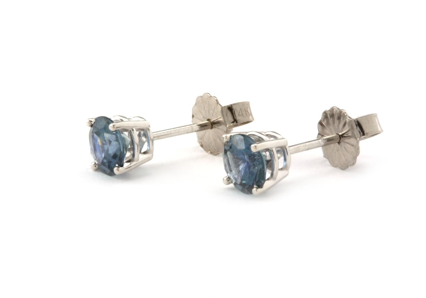 14k Fancy Montana Sapphire Stud Earrings