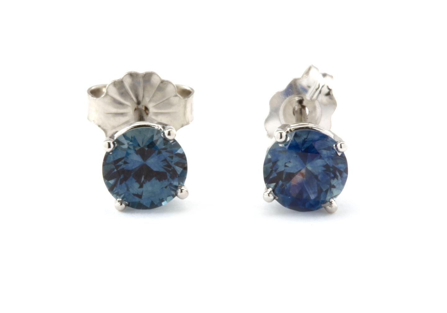 14k Fancy Montana Sapphire Stud Earrings