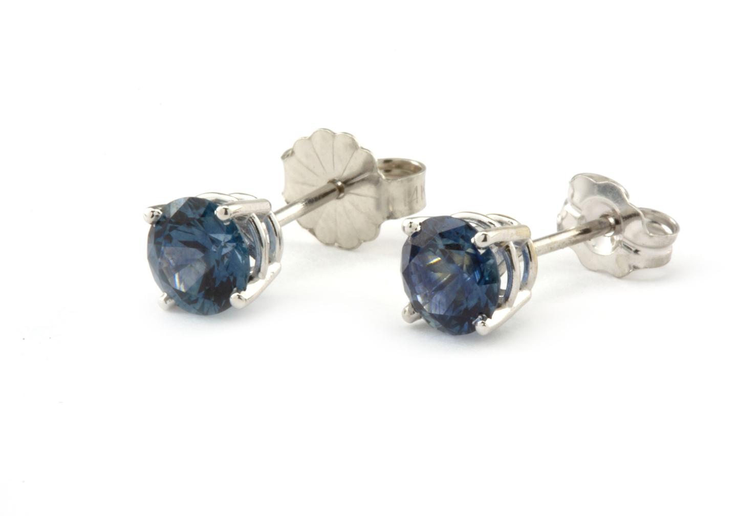 14k Fancy Montana Sapphire Stud Earrings