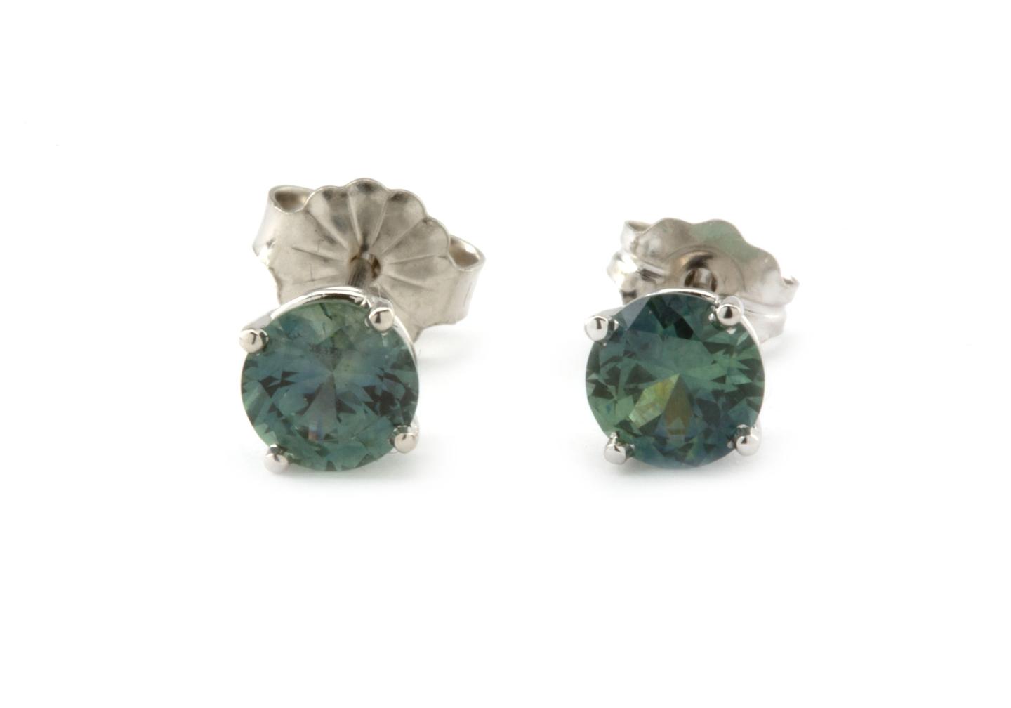 Three Stone Montana Sapphire Studs — Emily Chelsea Jewelry