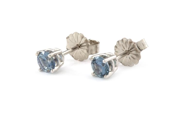 14k Fancy Montana Sapphire Stud Earrings