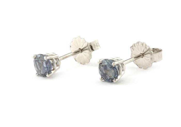 14k Fancy Montana Sapphire Stud Earrings