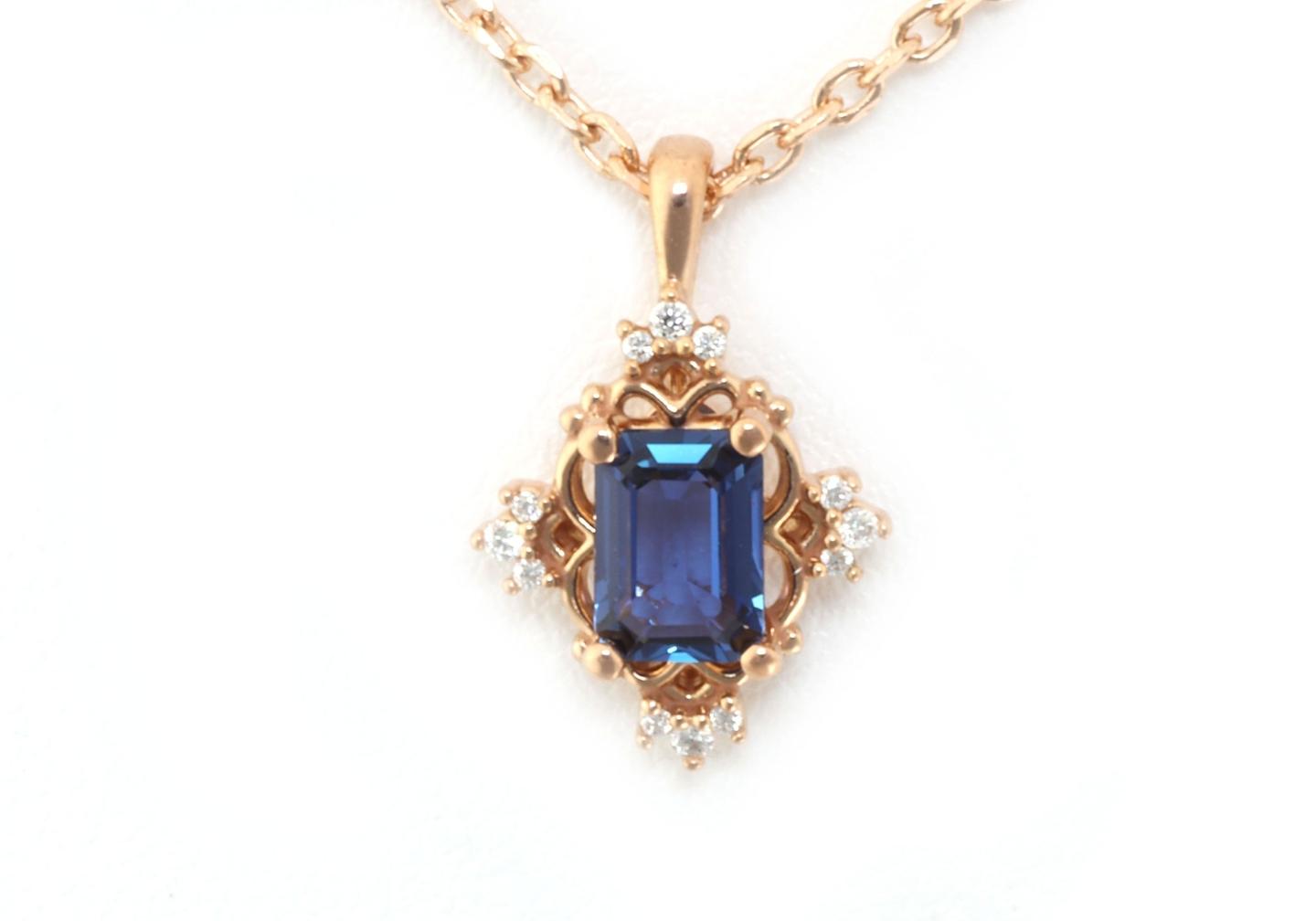 14k Yogo Sapphire and Diamond Necklace