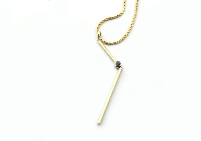 14K Yogo Sapphire and Diamond Pendant