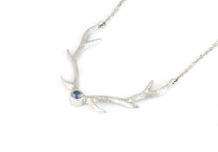 14K Yogo Sapphire Antler Necklace