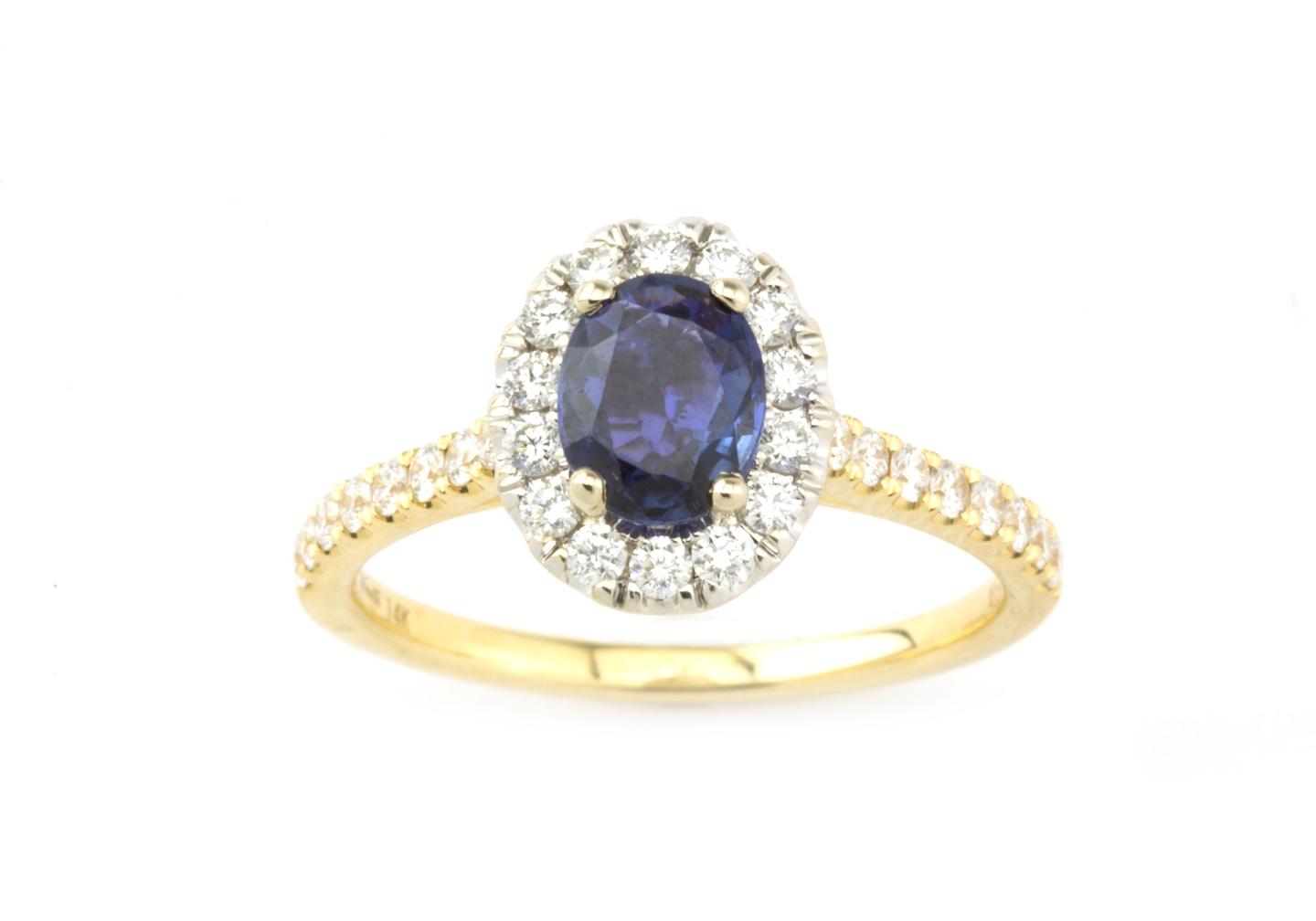 14k Yogo Sapphire and Diamond Marquise Ring