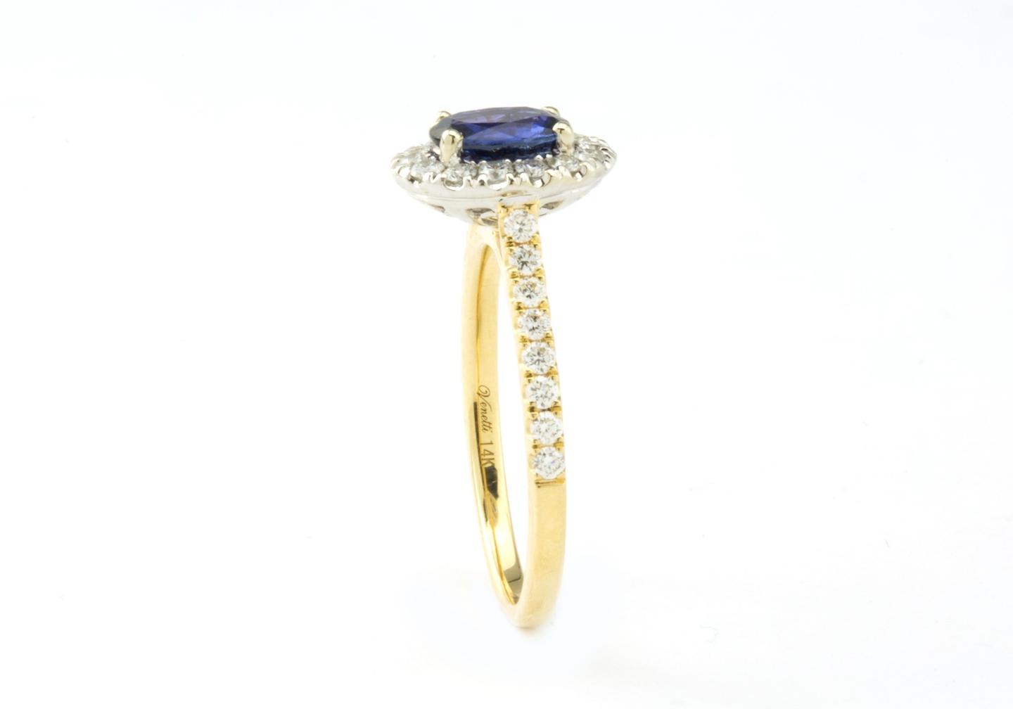 14k Yogo Sapphire and Diamond Marquise Ring