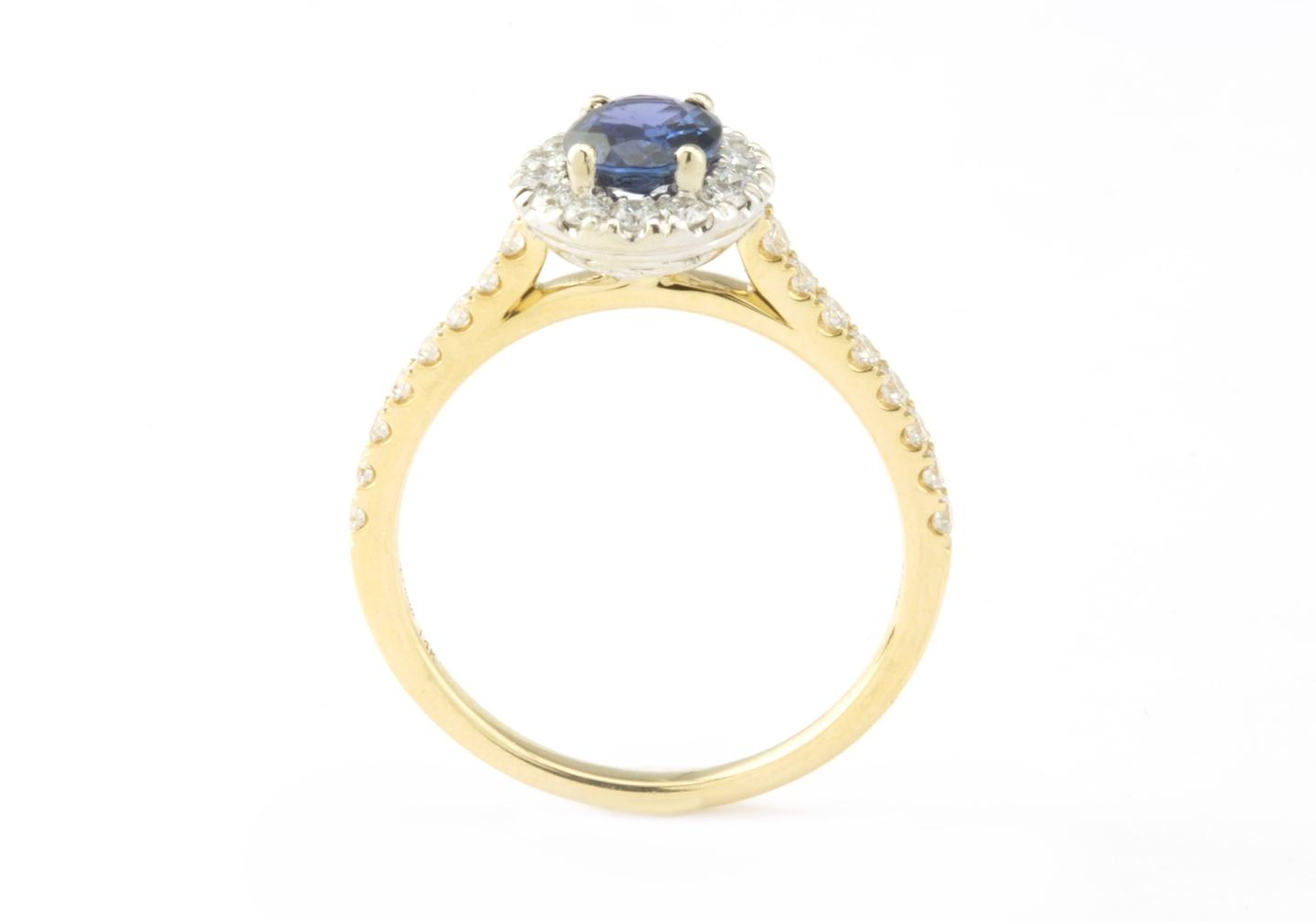 14k Yogo Sapphire and Diamond Marquise Ring