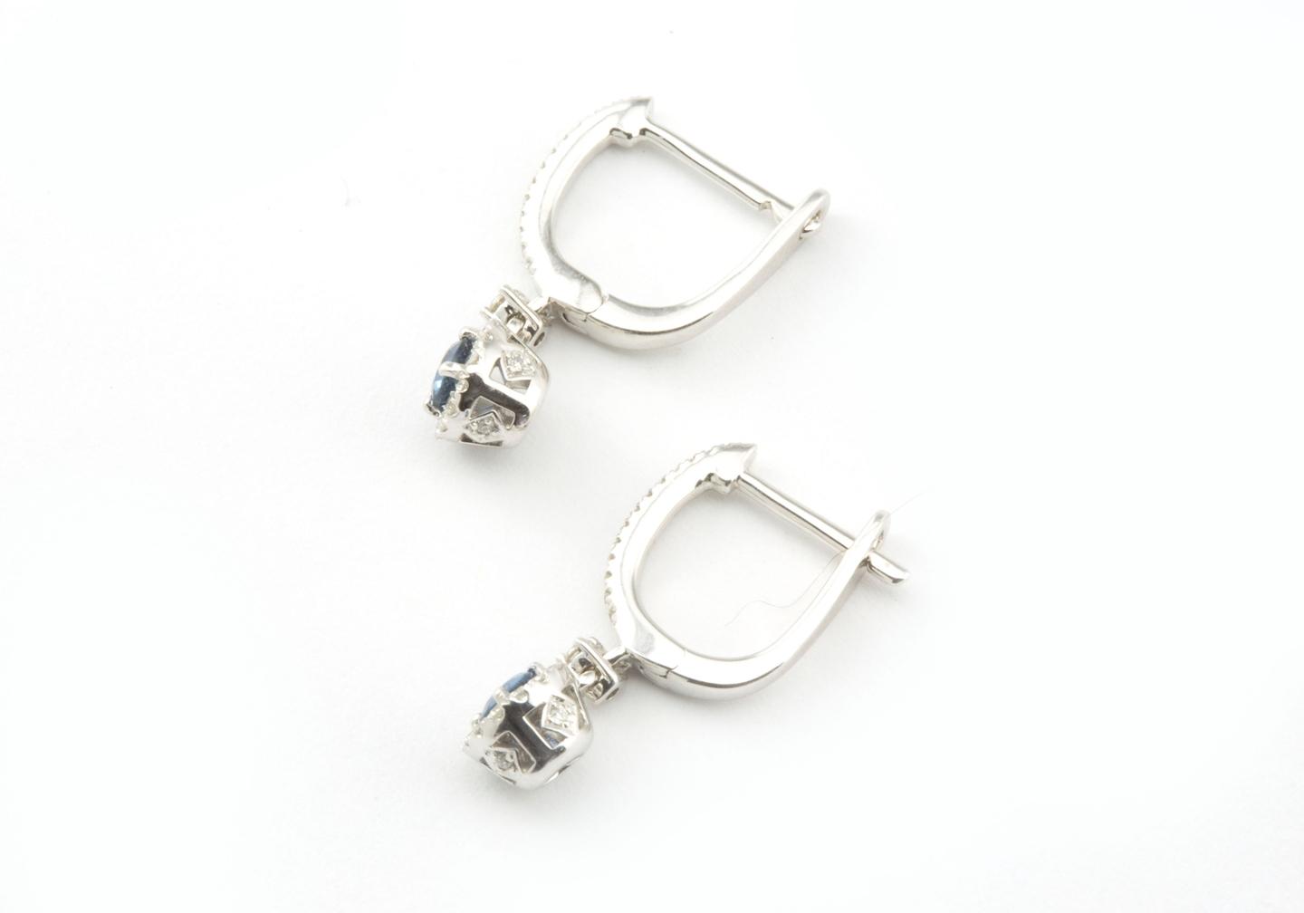 14k Yogo Sapphire and Diamond Drop Earrings 