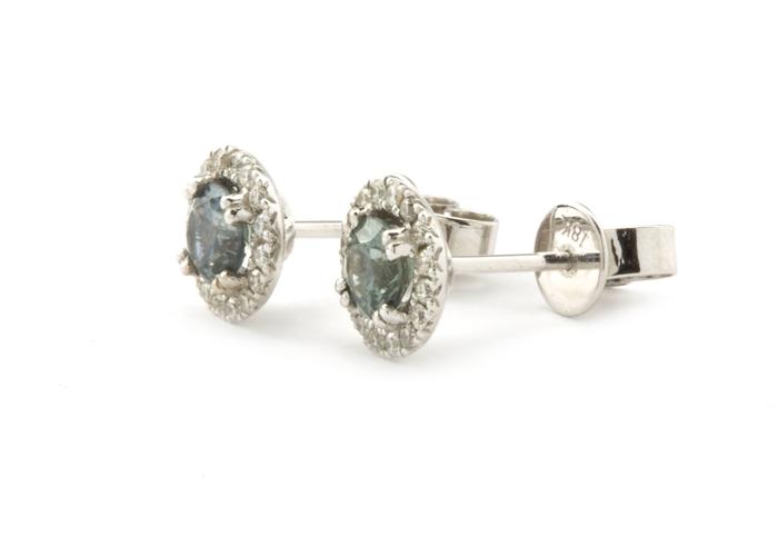 14k Fancy Montana Sapphire Stud Earrings