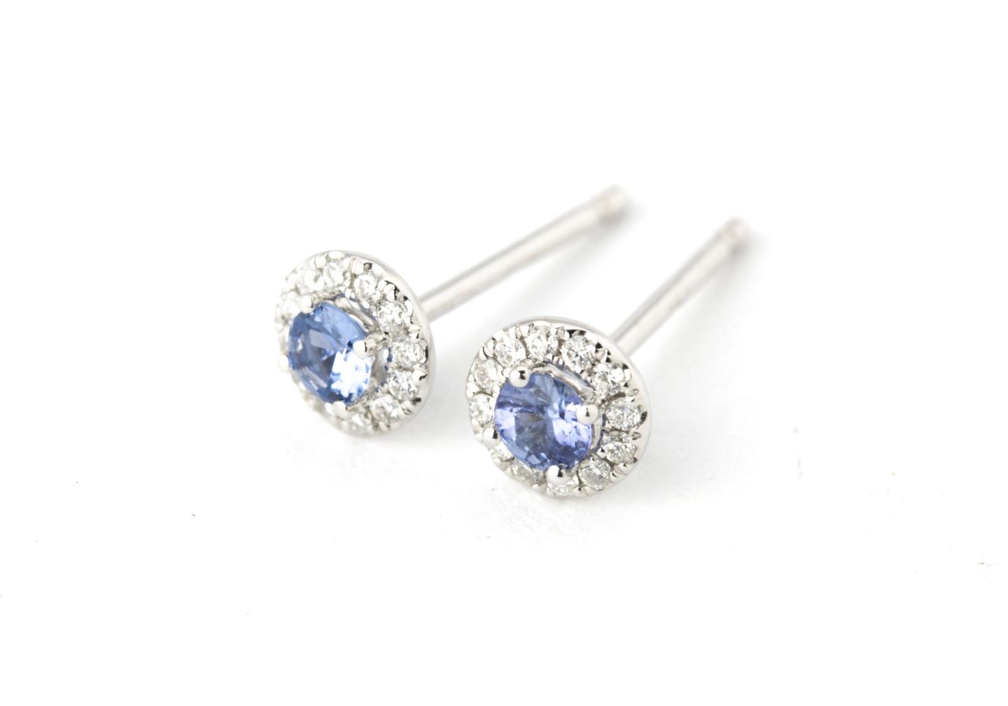 Yogo Sapphire and Diamond Earrings