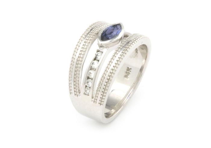 14K Yogo Sapphire and Diamond Ring