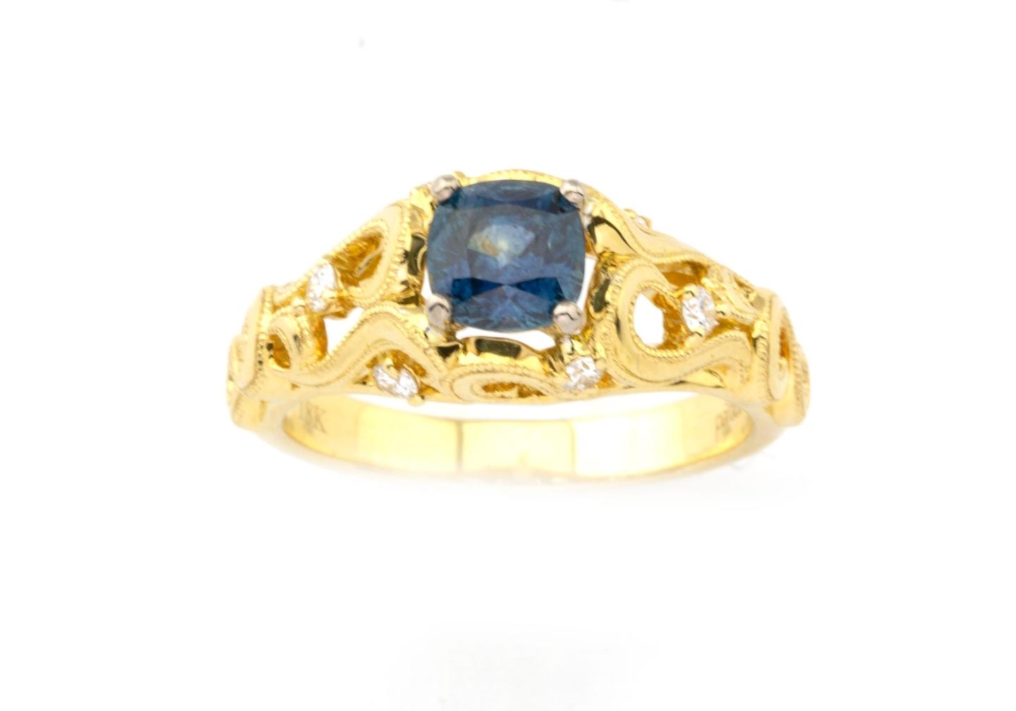 14k Fancy Montana Sapphire Ring