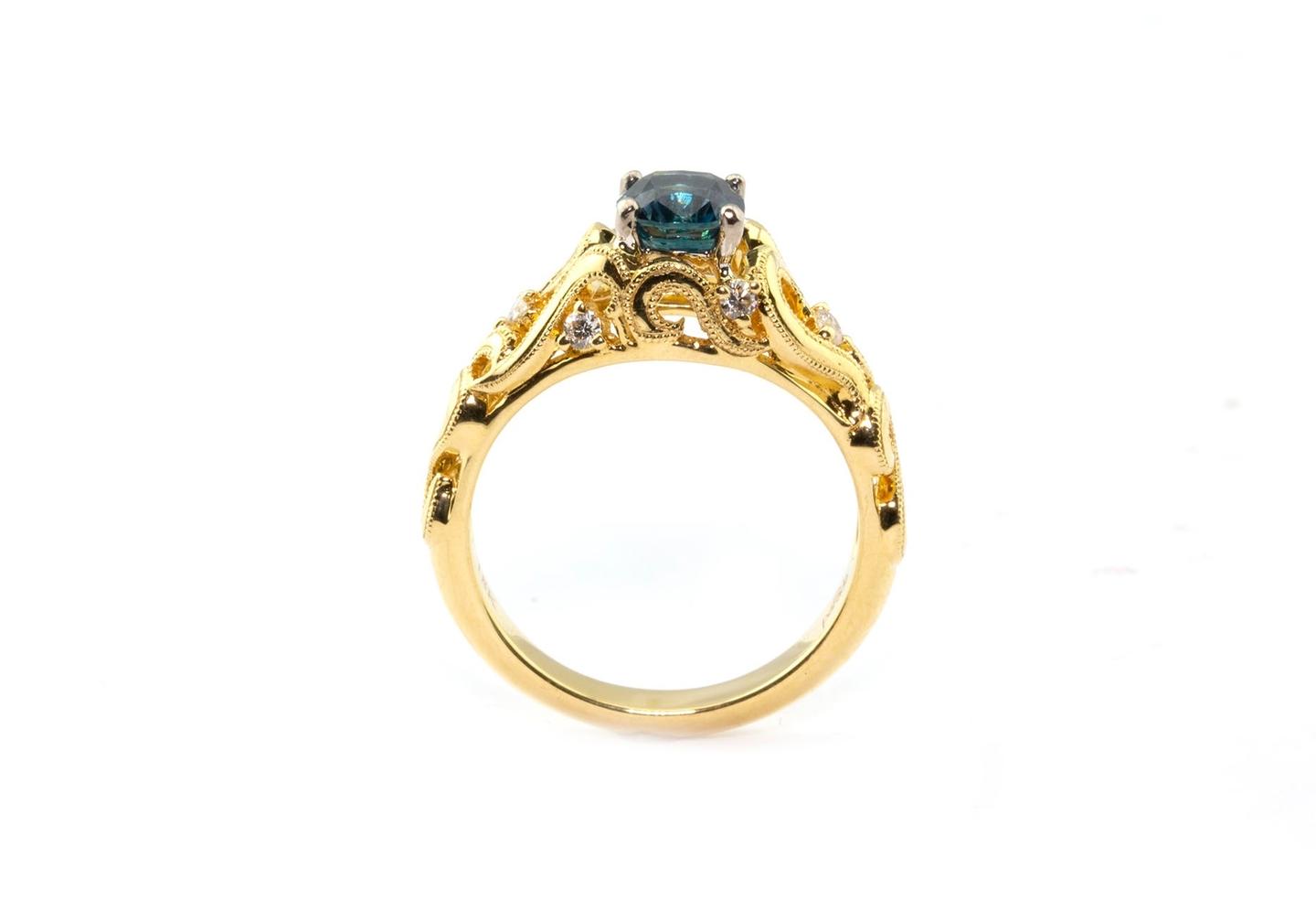 14k Fancy Montana Sapphire Ring