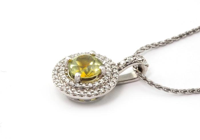 14k Montana Sapphire and Diamond Pendant