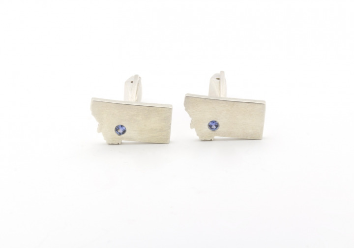 Sterling Silver Yogo Sapphire Cufflinks