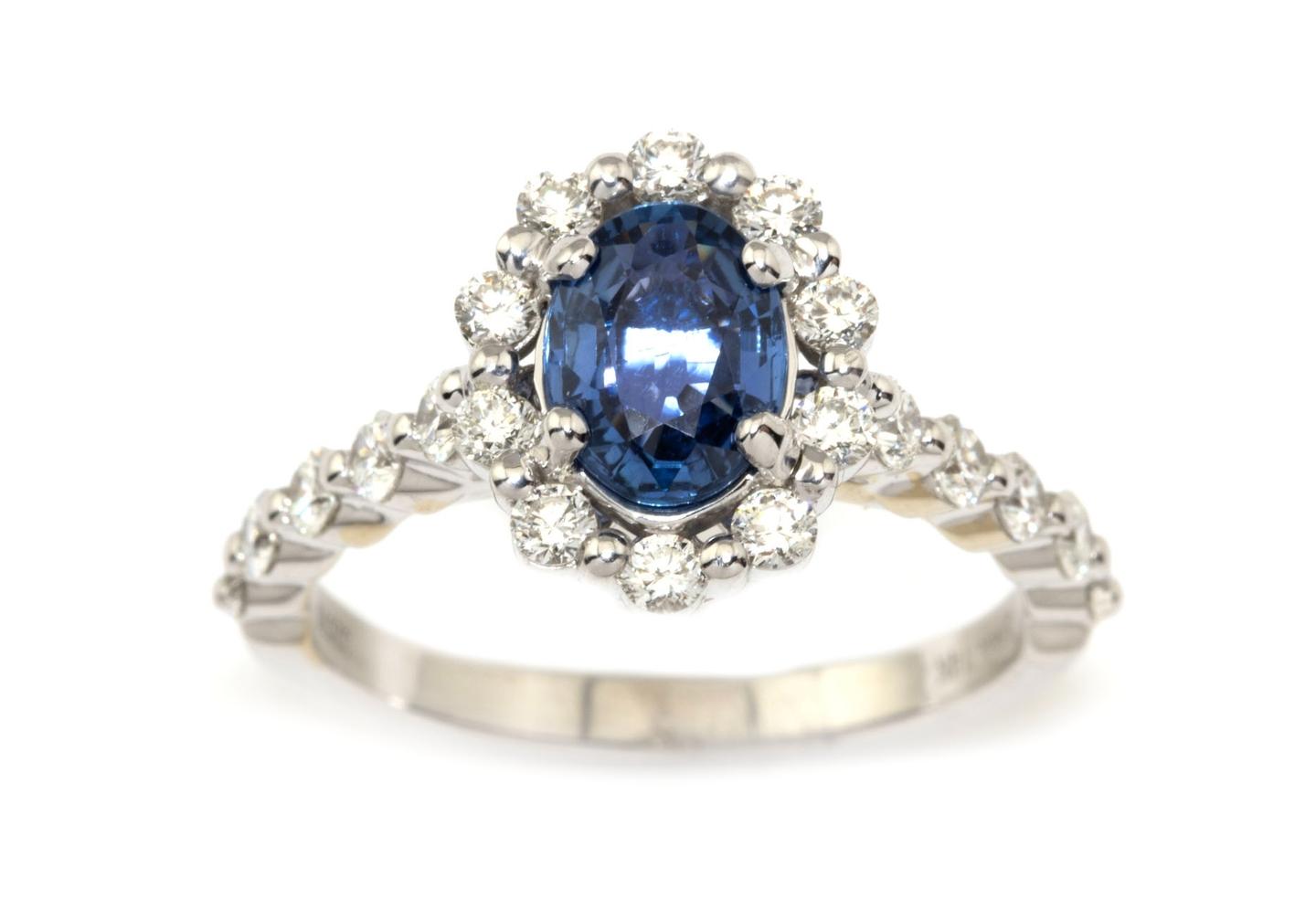 14k Yogo Sapphire and Diamond Ring