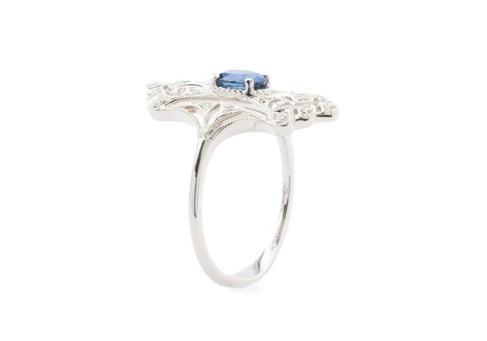 14K Yogo Sapphire and Diamond Ring