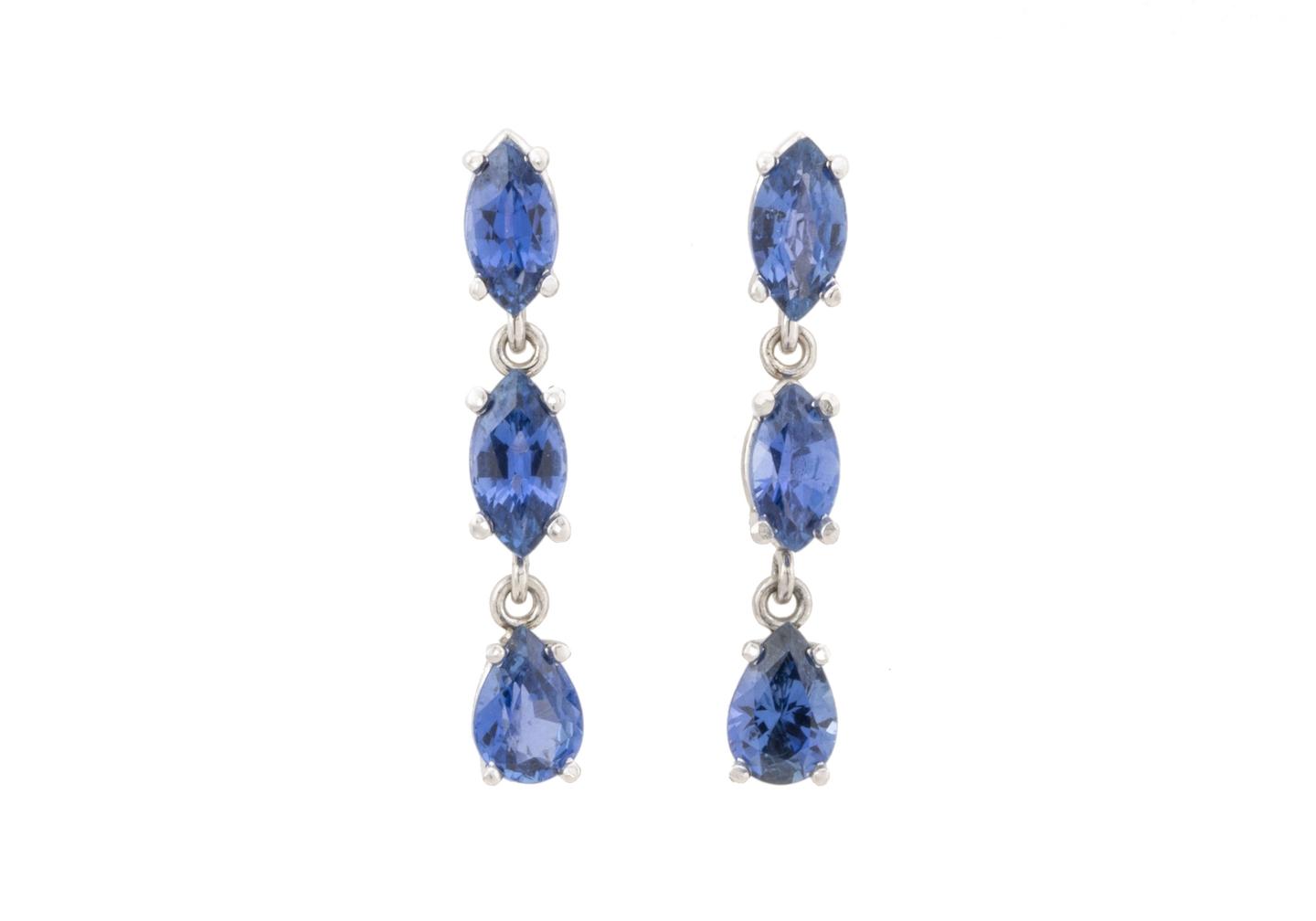 Yogo Sapphire Dangle Earrings