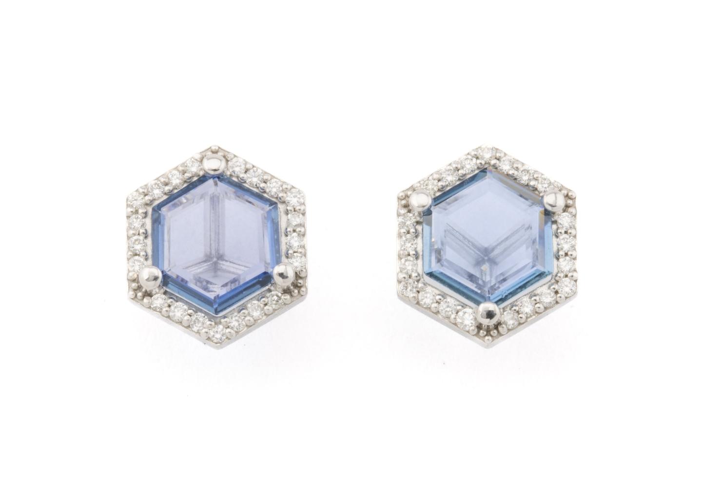 Yogo Sapphire and Diamond Earrings