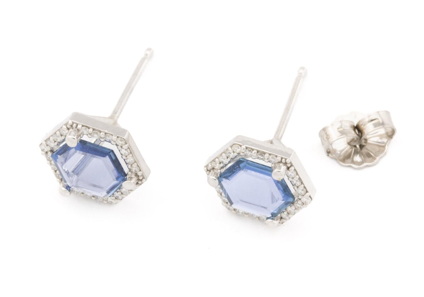 Yogo Sapphire and Diamond Earrings