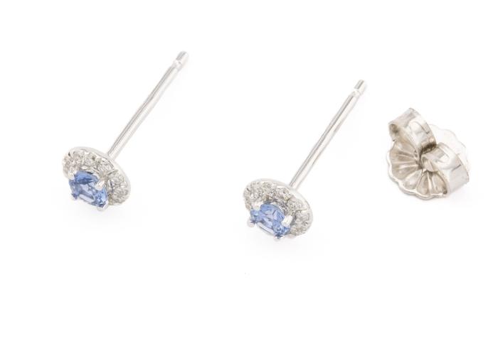 Yogo Sapphire and Diamond Earrings