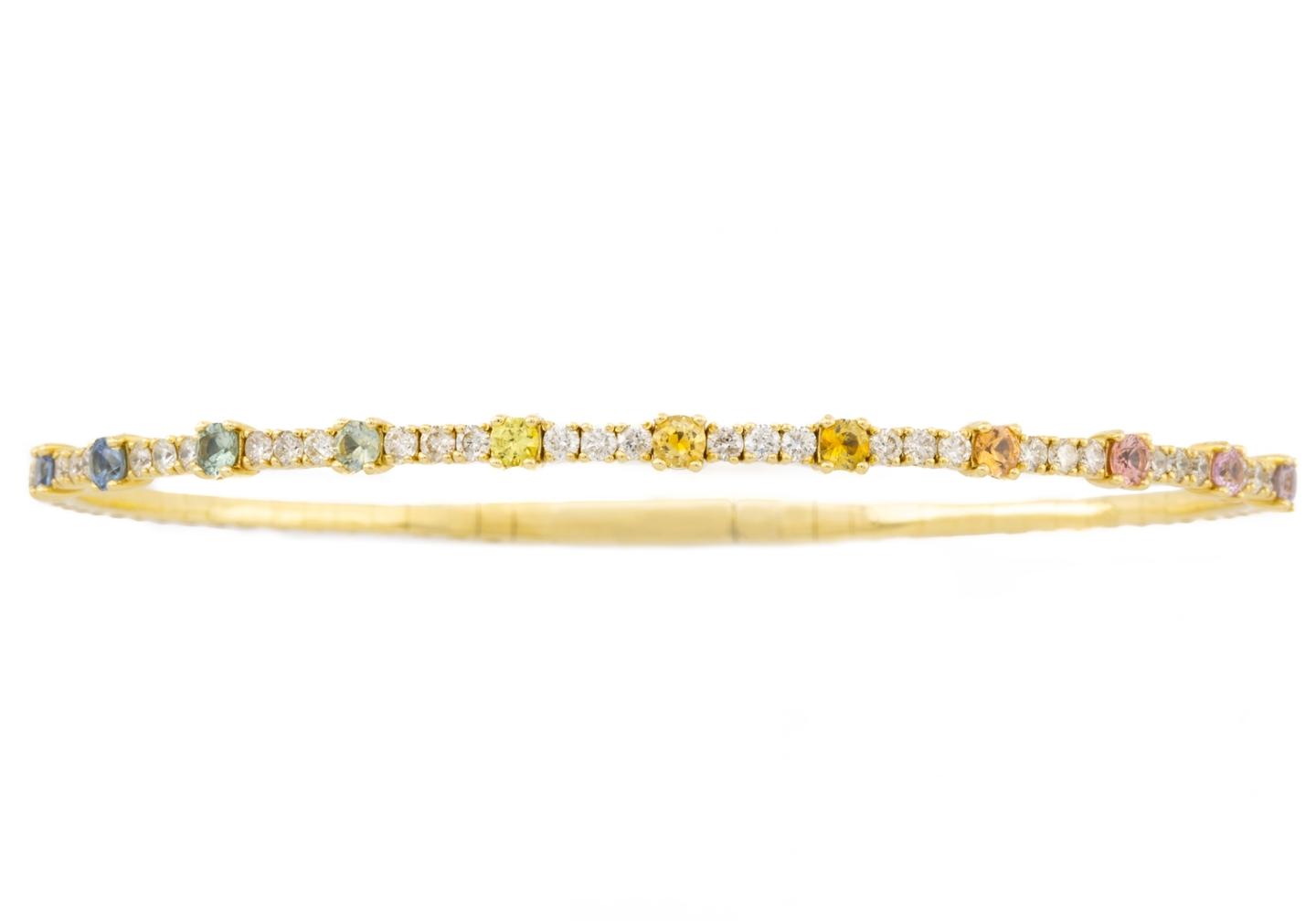 14K montana sapphire rainbow bracelet