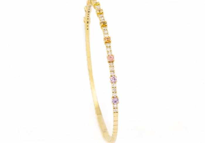 14K montana sapphire rainbow bracelet