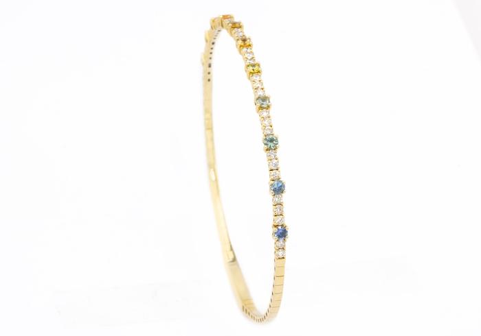 14K montana sapphire rainbow bracelet
