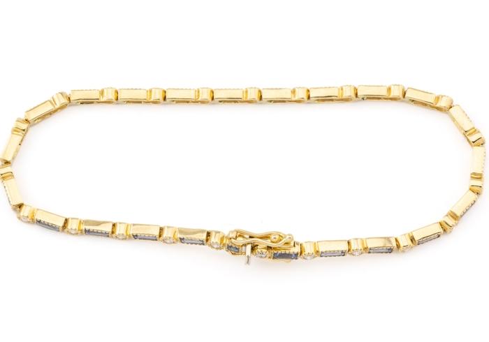 Yogo Sapphire and Diamond Tennis Bracelet