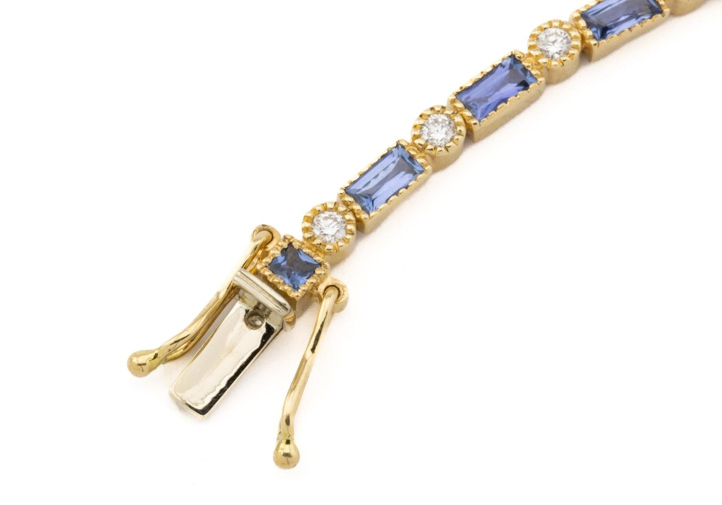 Yogo Sapphire and Diamond Tennis Bracelet