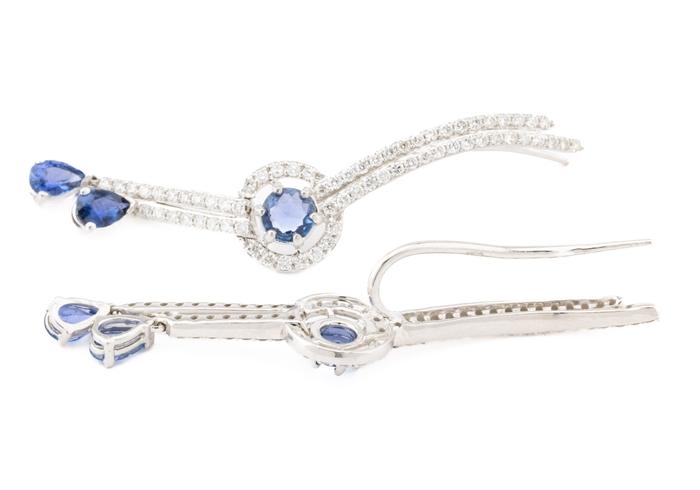 18K Diamond & Yogo Sapphire Ear Climbers