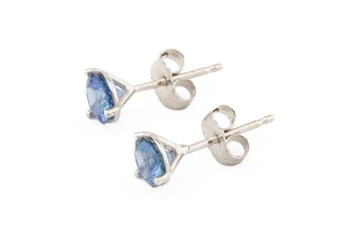 14K Yogo Sapphire Stud Earrings