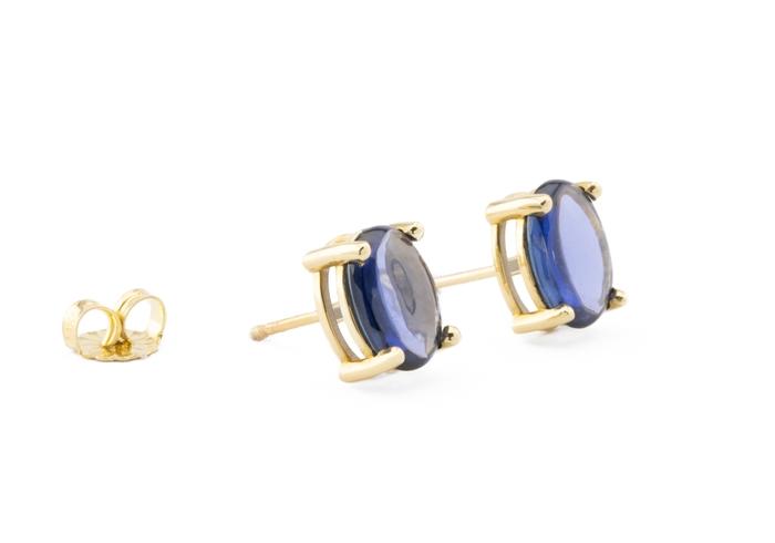 14K Yogo Sapphire Stud Earrings