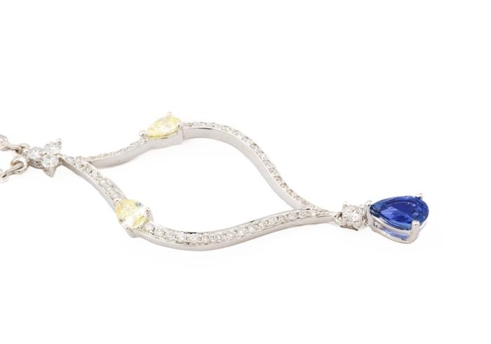 18K Yogo Sapphire & Diamond Necklace