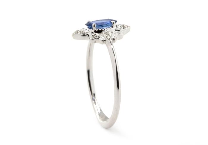 14K Yogo Sapphire and Diamond Ring