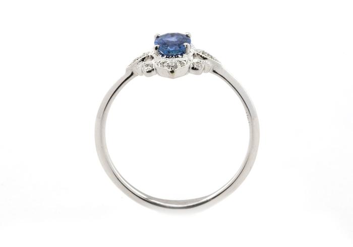 14K Yogo Sapphire and Diamond Ring