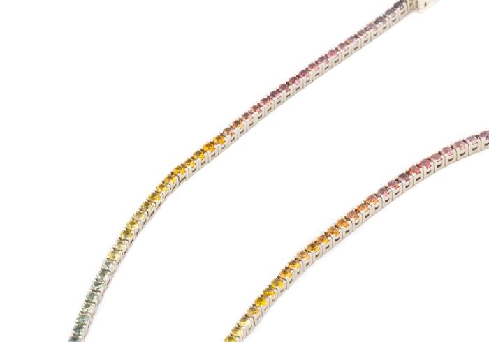 Plat Rainbow Tennis Necklace
