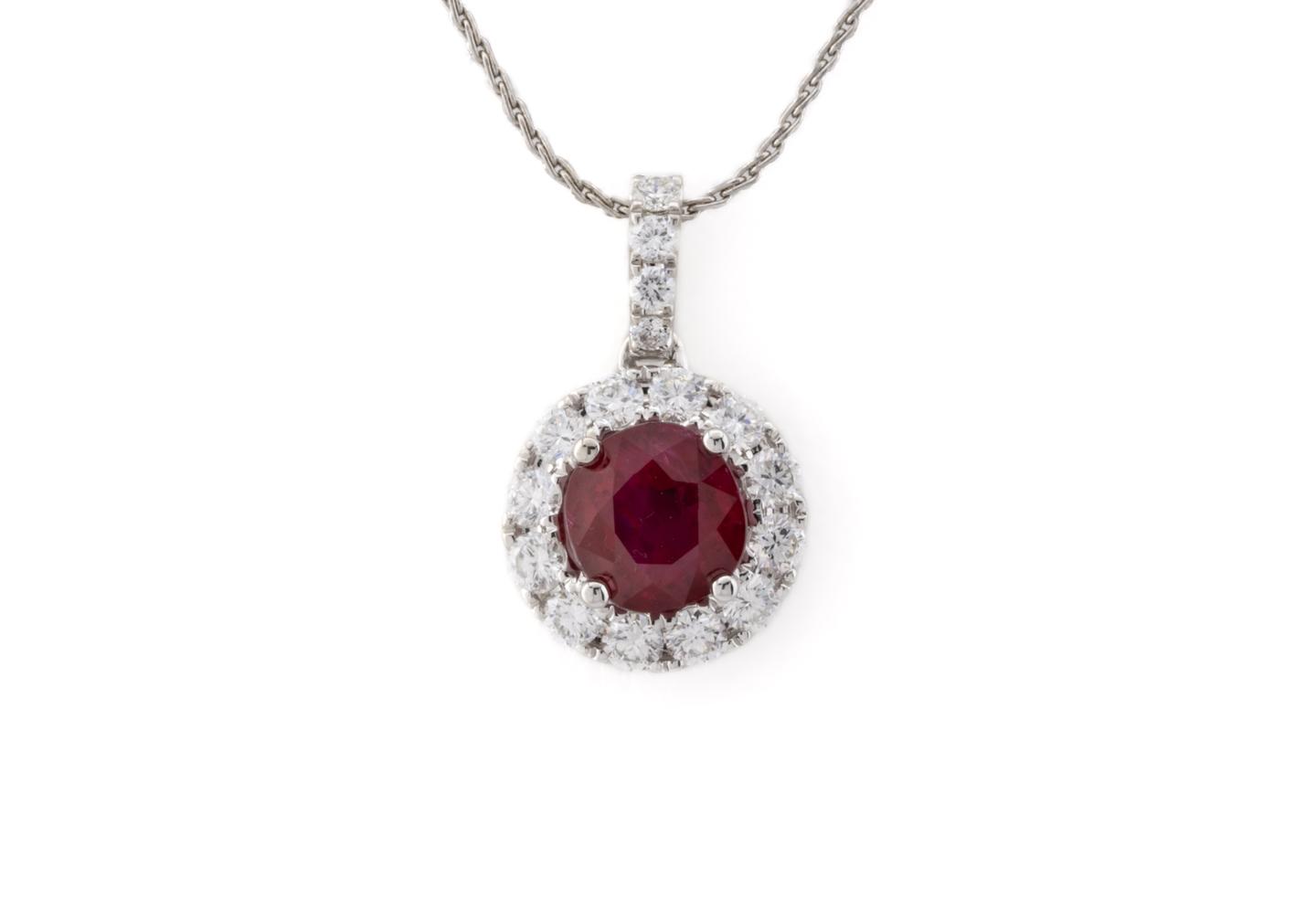 14K Ruby Diamond Pendant