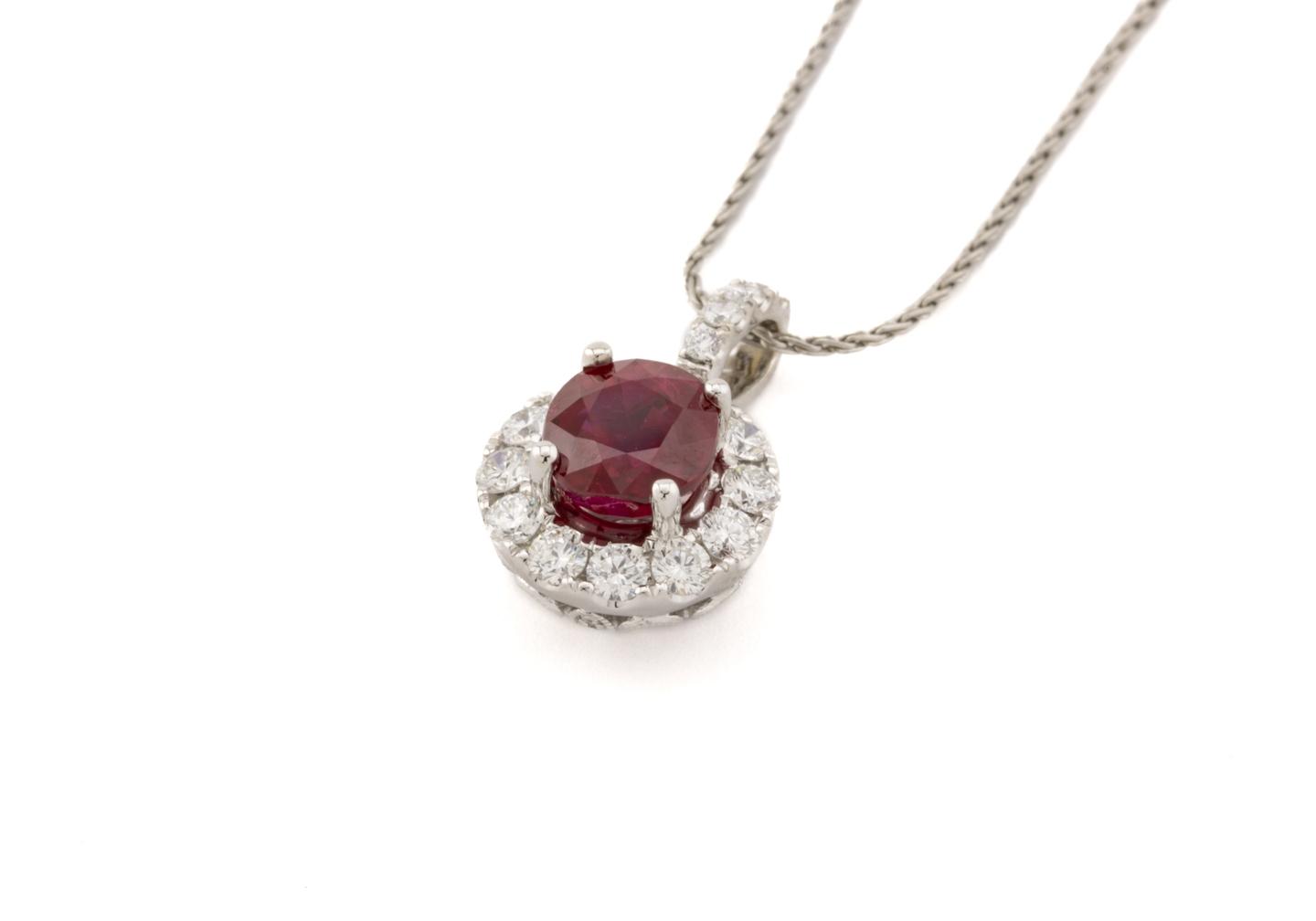 14K Ruby Diamond Pendant