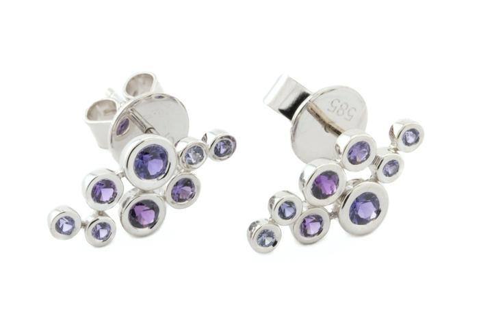 14K Montana Yogo Sapphire Hoop Earrings